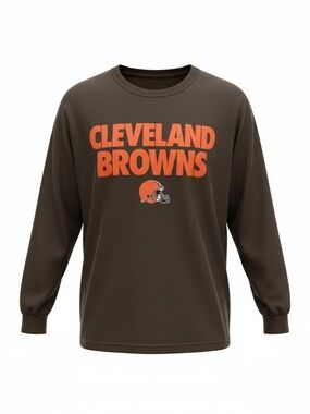NFL Cleveland Browns Long Sleeve Tee in Brown & Orange
